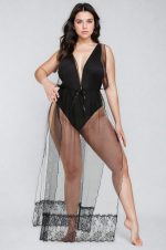 Teddy dentelle grande taille et surjupe noire