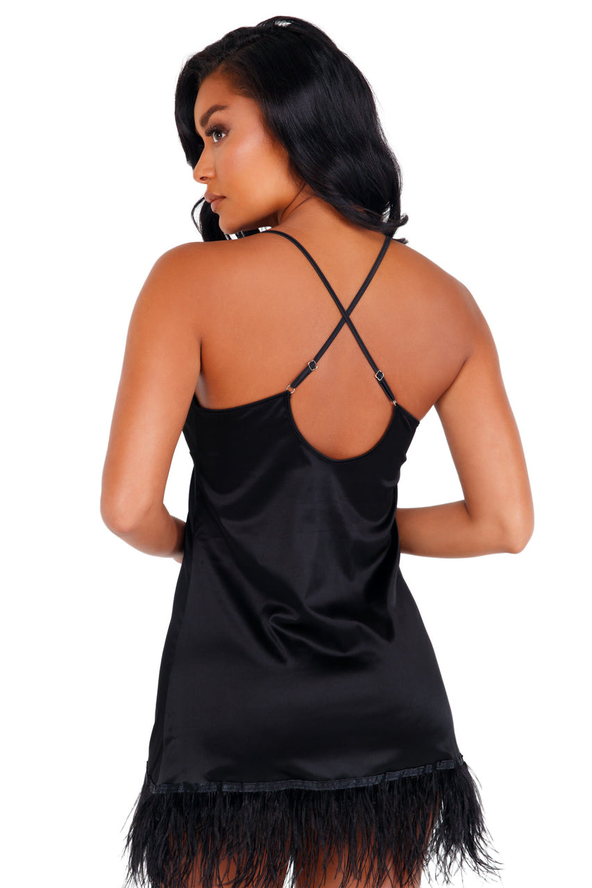 Chemise satinée à plumes d’autruche – Image 4