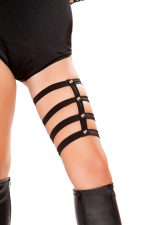 Jarretière lanières cloutées noire