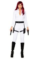 Costume espion Black Ops en catsuit blanc