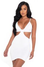 Robe courte blanche à découpes sexy