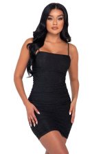 Robe mini pailletée froncée