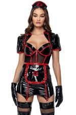 Costume infirmière sexy vinyle noir