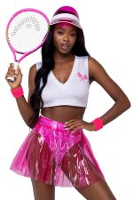 Costume tennis sexy rose et blanc
