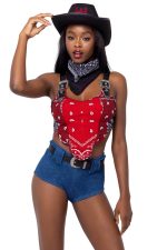 Costume cowgirl western femme 4 pièces