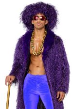 Costume high roller homme violet en fausse fourrure