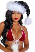 Chapeau de Père Noël sexy en vinyle et fourrure