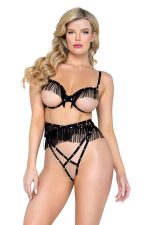 Ensemble lingerie frangé et strass