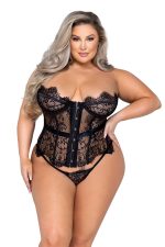 Bustier fantaisie grande taille en dentelle à cils