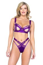 Ensemble lingerie bondage rayé