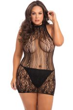 Robe mini dentelle à rayures grande taille