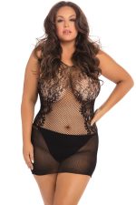Nuisette dentelle grande taille à empiècements mesh