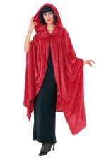 Cape de costume en velours froissé à capuche 160 cm