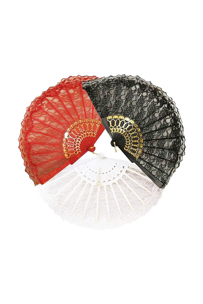 Éventail dentelle doré multicolore – Image 2