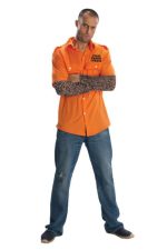 Chemise prisonnier orange et manches tatouage