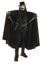 Costume V for Vendetta complet avec masque et cape