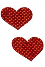 Cache-tétons cœur sequin rouge