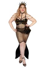 Costume sirène sombre grande taille noir et or