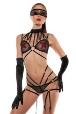 Body halter en résille noire avec sangles