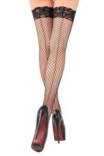 Bas résille autofixants avec top dentelle et couture arrière