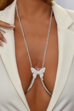 Harnais underbust papillon métallisé