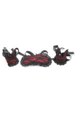Masque en peluche dentelle et menottes satinées