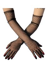 Gants résille à pois noirs