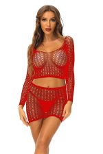 Ensemble top court ajouré et mini-jupe taille haute