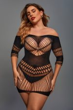 Chemise lingerie noire seamless à découpes sexy
