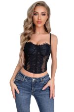 Bustier grande taille mesh et dentelle noire
