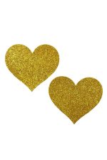 Pasties cœur paillettes dorées