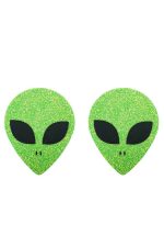 Cache-tétons aliens verts