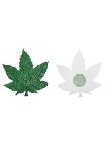 Cache-tétons feuilles pailletés verts