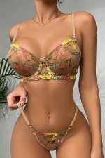 Ensemble soutien-gorge grande taille fleurs du jardin