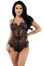 Body satin et dentelle à perles, dos ajouré