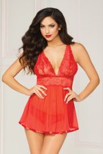 Babydoll dentelle deux pièces en satin