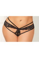 Culotte grande taille ouverte en dentelle