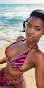 Bikini triangle zèbre rose et noir sexy