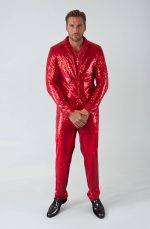 Costume homme rappeur paillettes rouges