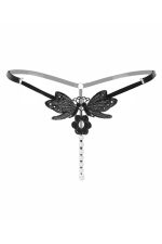 String papillon brodé à perles ouvert