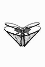 String papillon en résille noire et perles