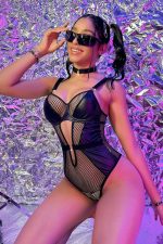 Body teddy simili cuir et résille sexy