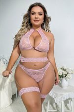 Ensemble soutien-gorge cœur grande taille avec porte-jarretelles