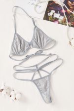 Ensemble lingerie danse argenté à lanières