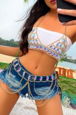 Soutien-gorge chaîne et sequins irisés