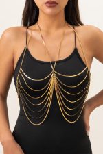 Bijou de corps chaîne dorée multi-brides