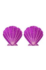 Cache-tétons coquillage violet pailleté