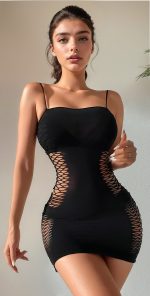 Robe lingerie sans couture à résille