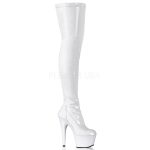 Cuissarde blanche stretch à talon 18 cm et plateforme 7 cm