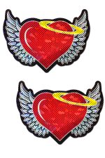 Pasties cœur pailleté avec ailes et auréole